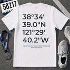 California Intl CIM Marathon Finish Line Coordinates T-Shirt