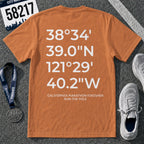 California Intl CIM Marathon Finish Line Coordinates T-Shirt