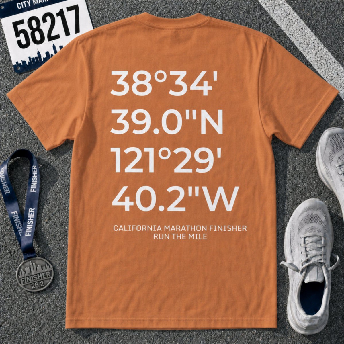 California Intl CIM Marathon Finish Line Coordinates T-Shirt