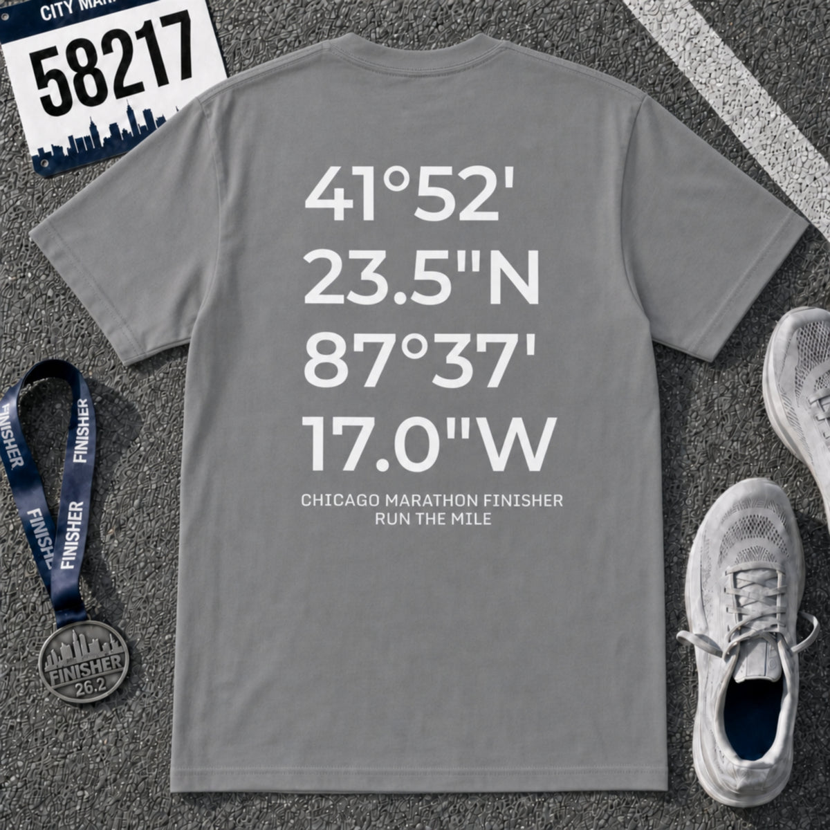 Chicago Marathon Finish Line Coordinates T-Shirt