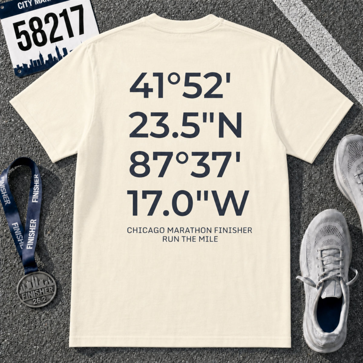 Chicago Marathon Finish Line Coordinates T-Shirt
