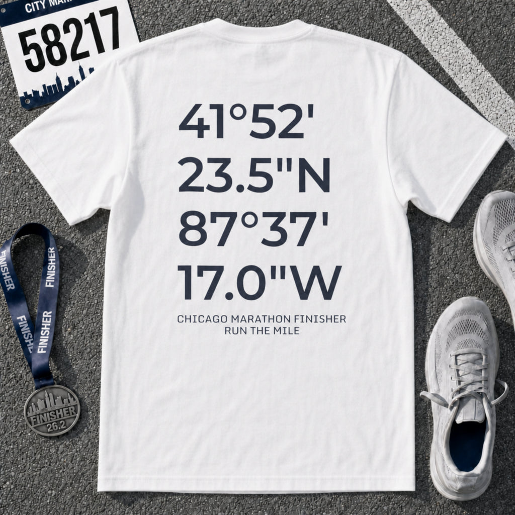 Chicago Marathon Finish Line Coordinates T-Shirt