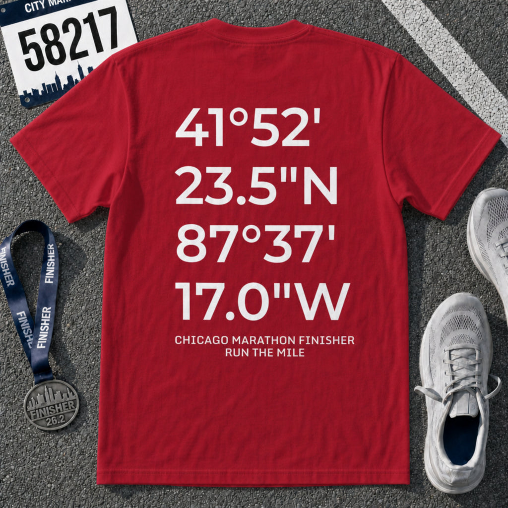 Chicago Marathon Finish Line Coordinates T-Shirt