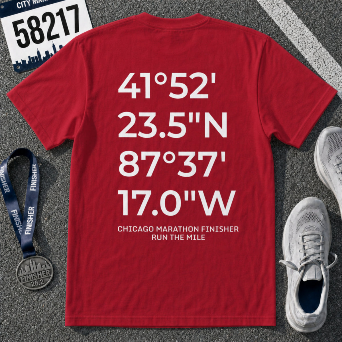 Chicago Marathon Finish Line Coordinates T-Shirt
