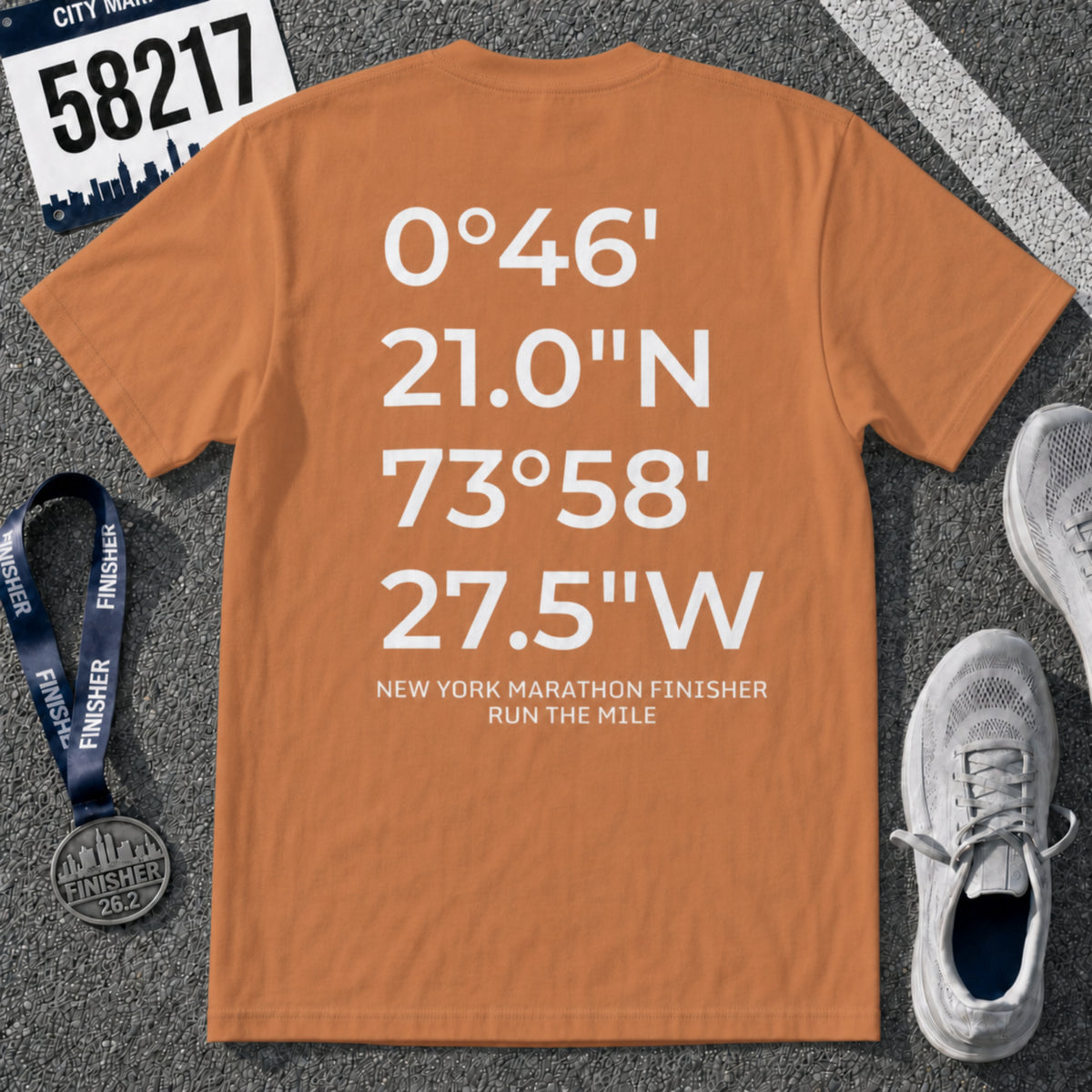 New York Marathon Finish Line Coordinates T-Shirt