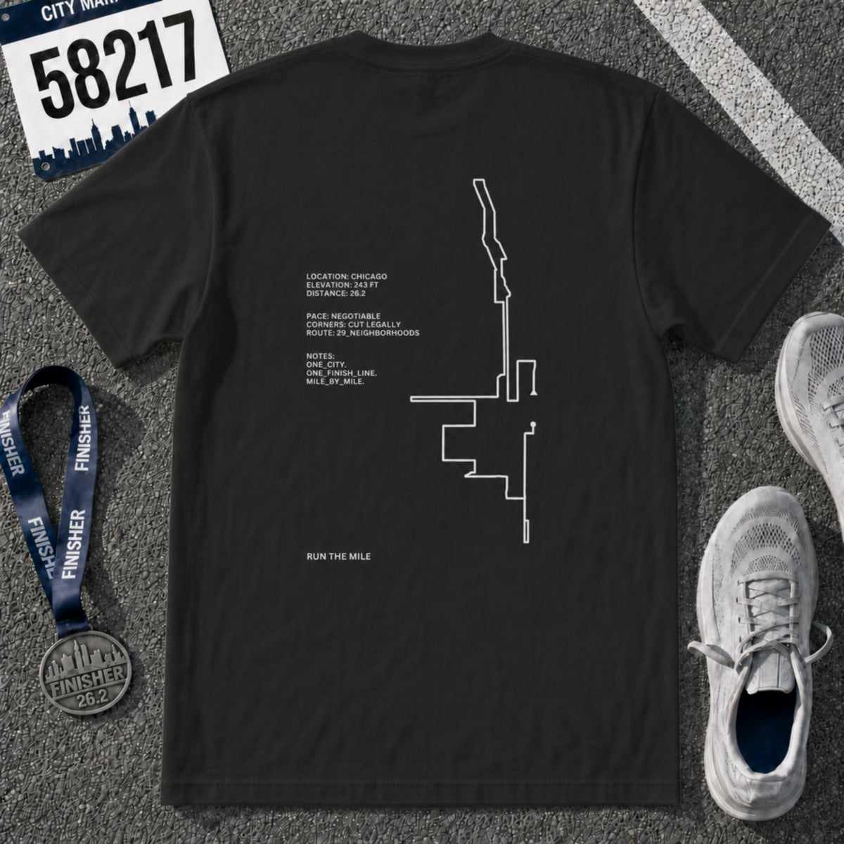 Chicago Marathon Running Shirt – 26.2 Route T-Shirt