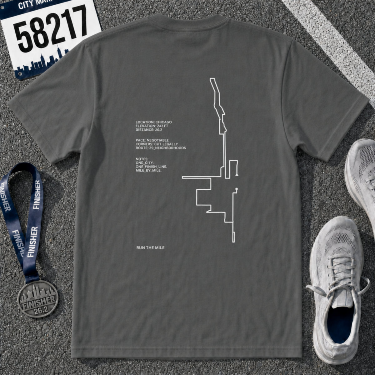 Chicago Marathon Running Shirt – 26.2 Route T-Shirt