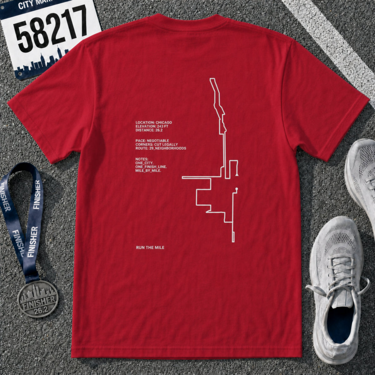 Chicago Marathon Running Shirt – 26.2 Route T-Shirt