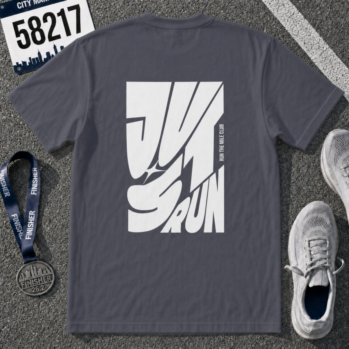 Just Run Wavy Back Graphic T-Shirt