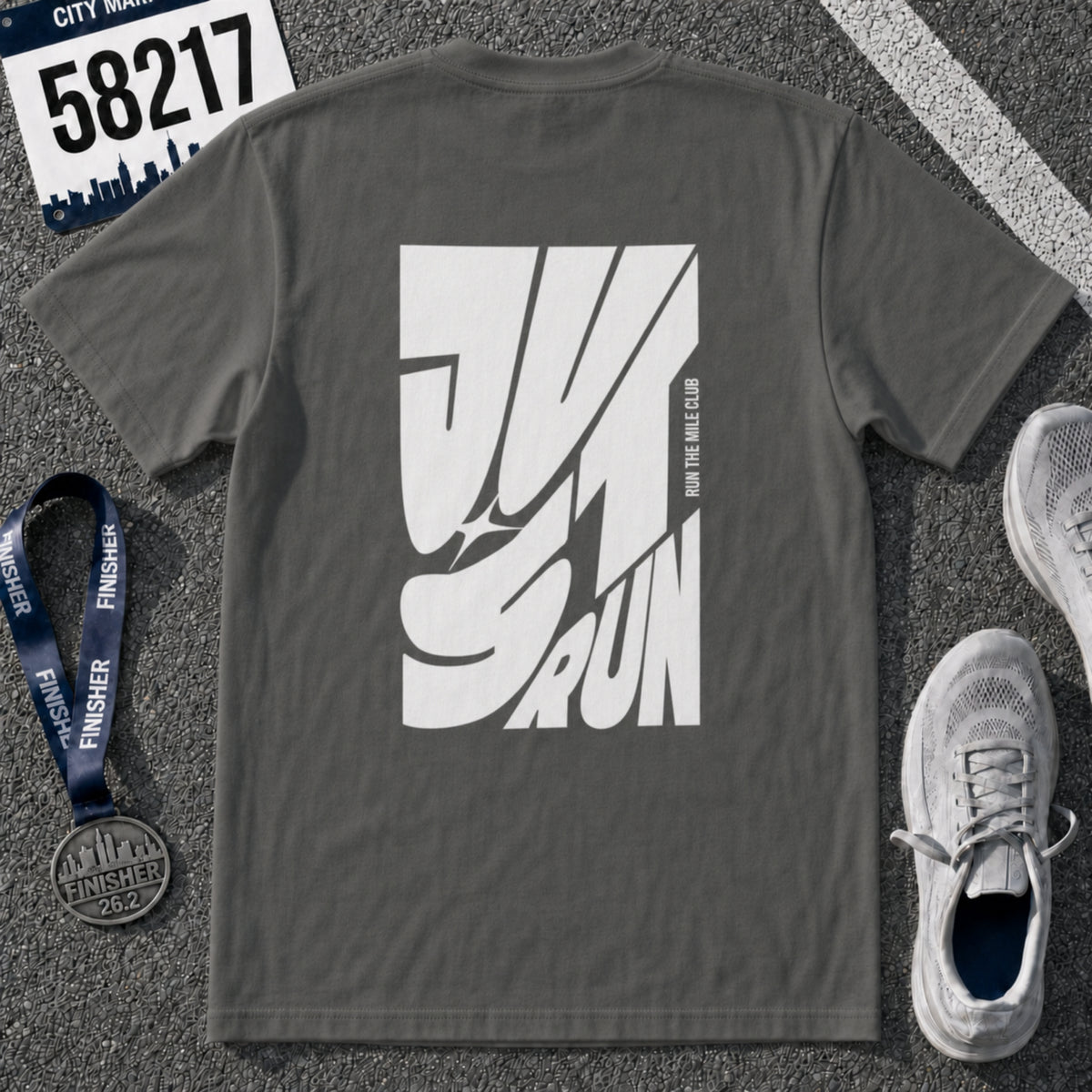 Just Run Wavy Back Graphic T-Shirt