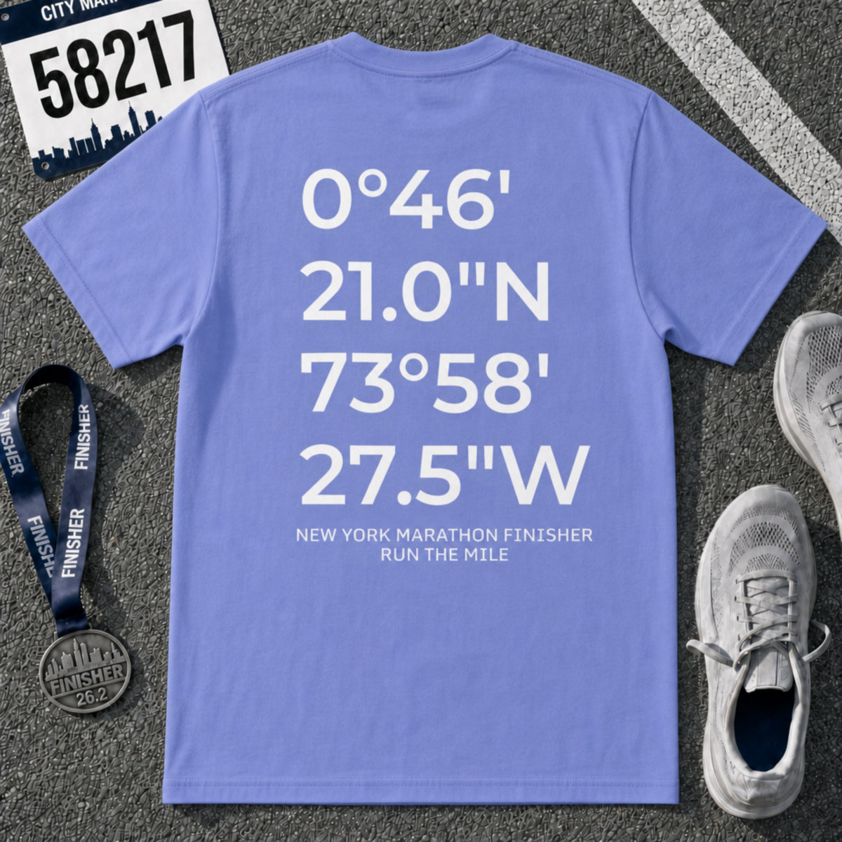 New York Marathon Finish Line Coordinates T-Shirt