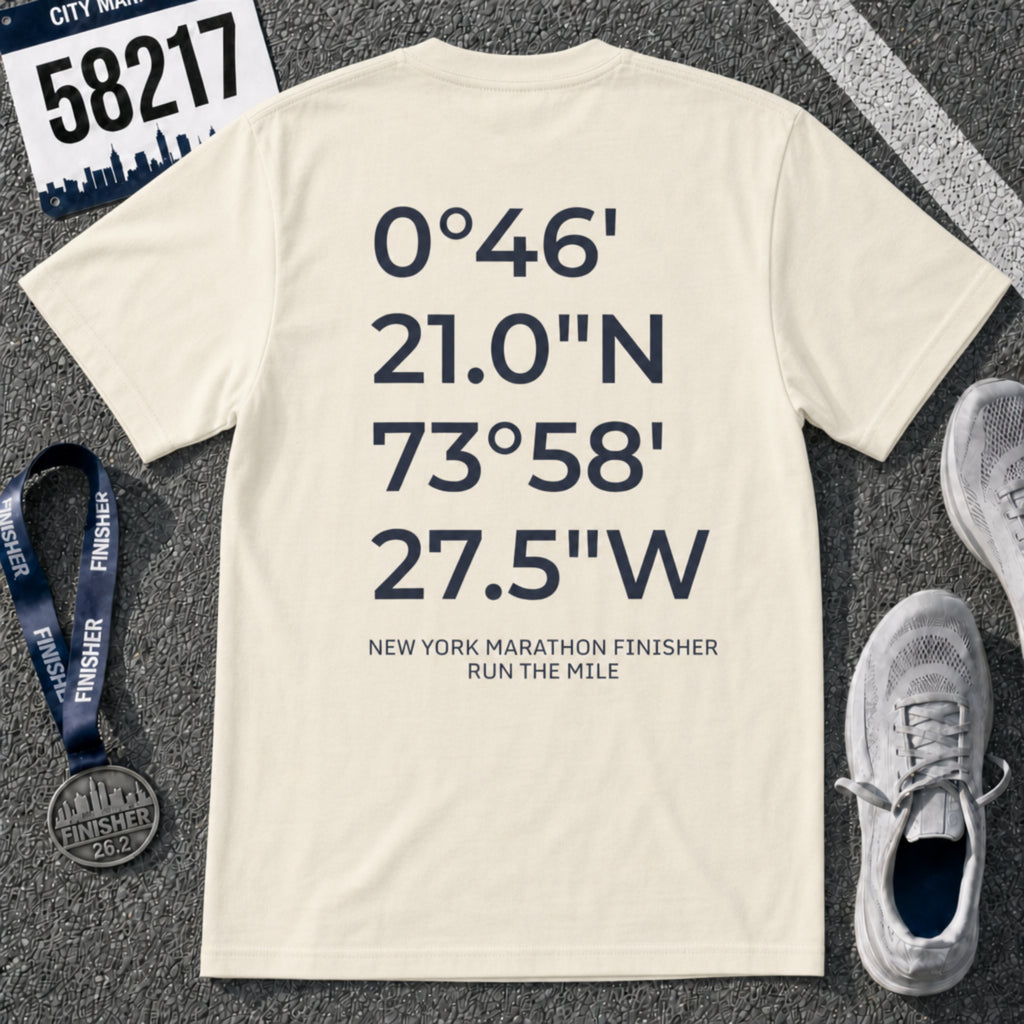New York Marathon Finish Line Coordinates T-Shirt