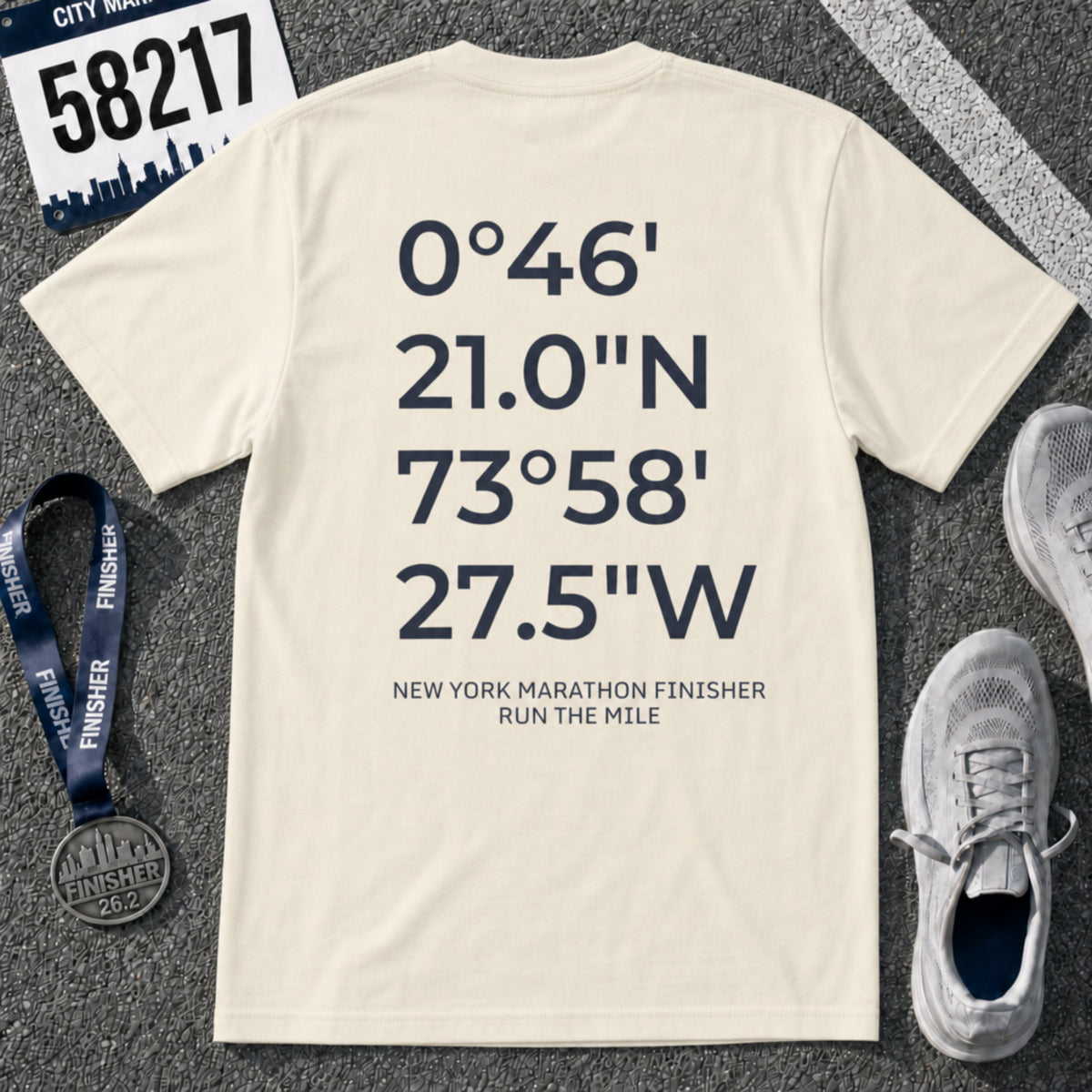 New York Marathon Finish Line Coordinates T-Shirt