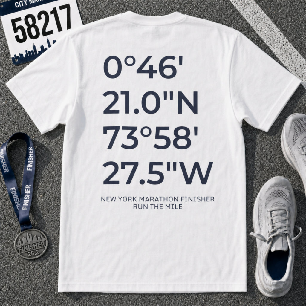 New York Marathon Finish Line Coordinates T-Shirt