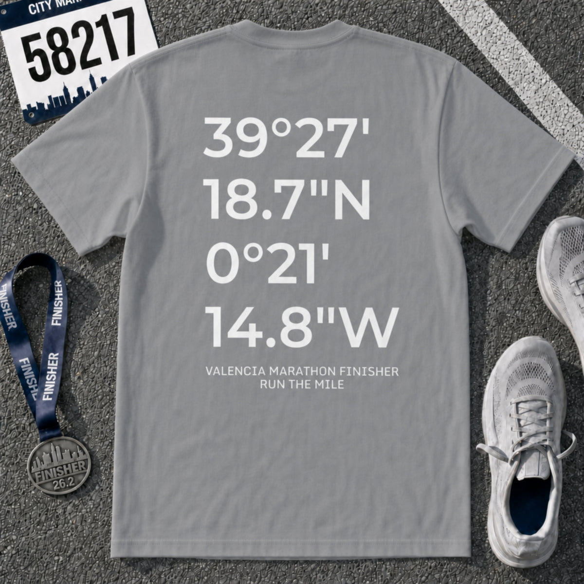 Valencia Marathon Finish Line Coordinates T-Shirt