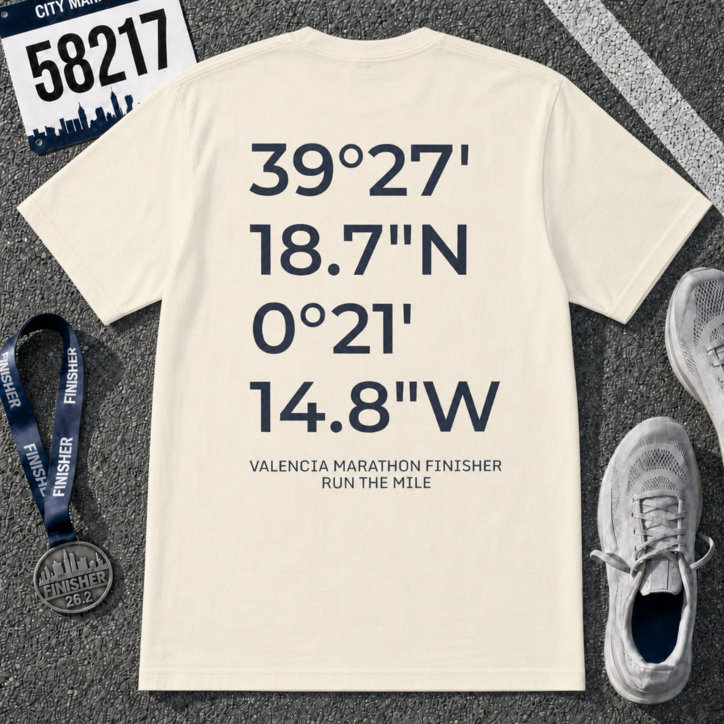 Valencia Marathon Finish Line Coordinates T-Shirt