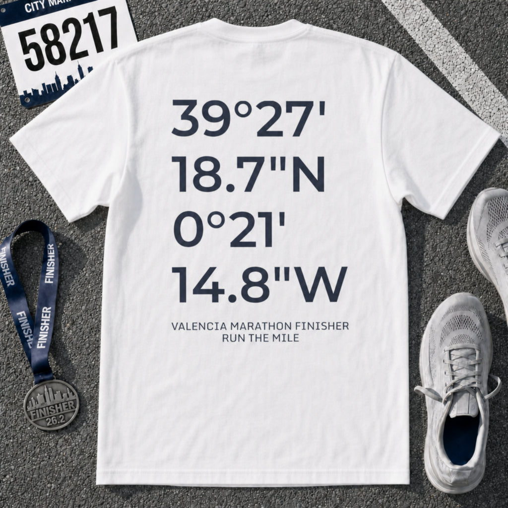 Valencia Marathon Finish Line Coordinates T-Shirt