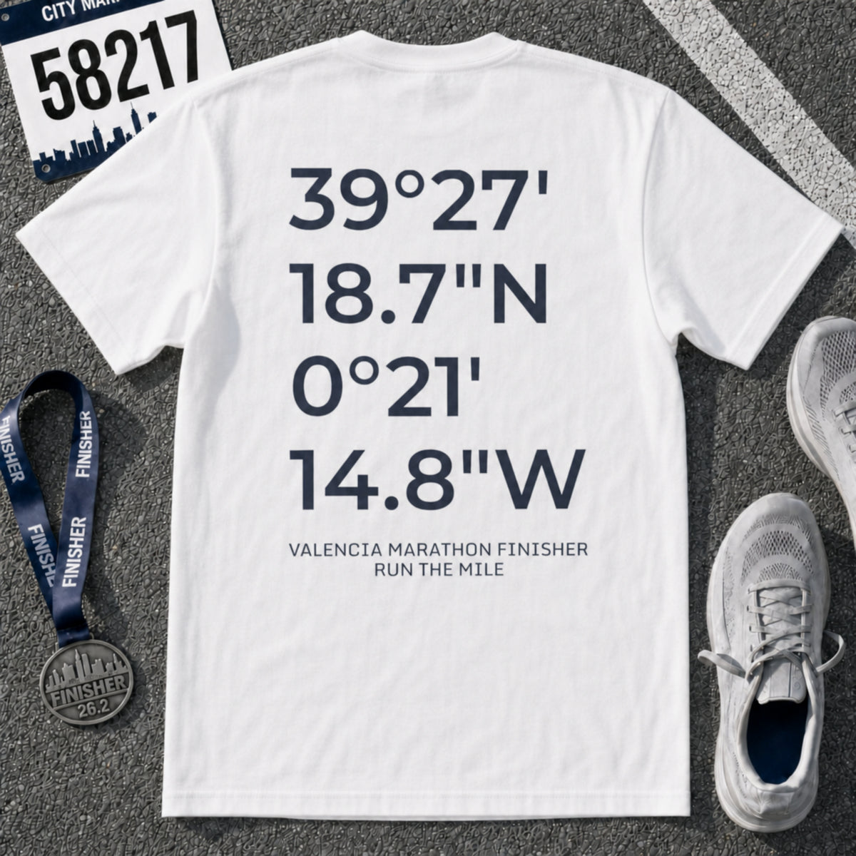 Valencia Marathon Finish Line Coordinates T-Shirt