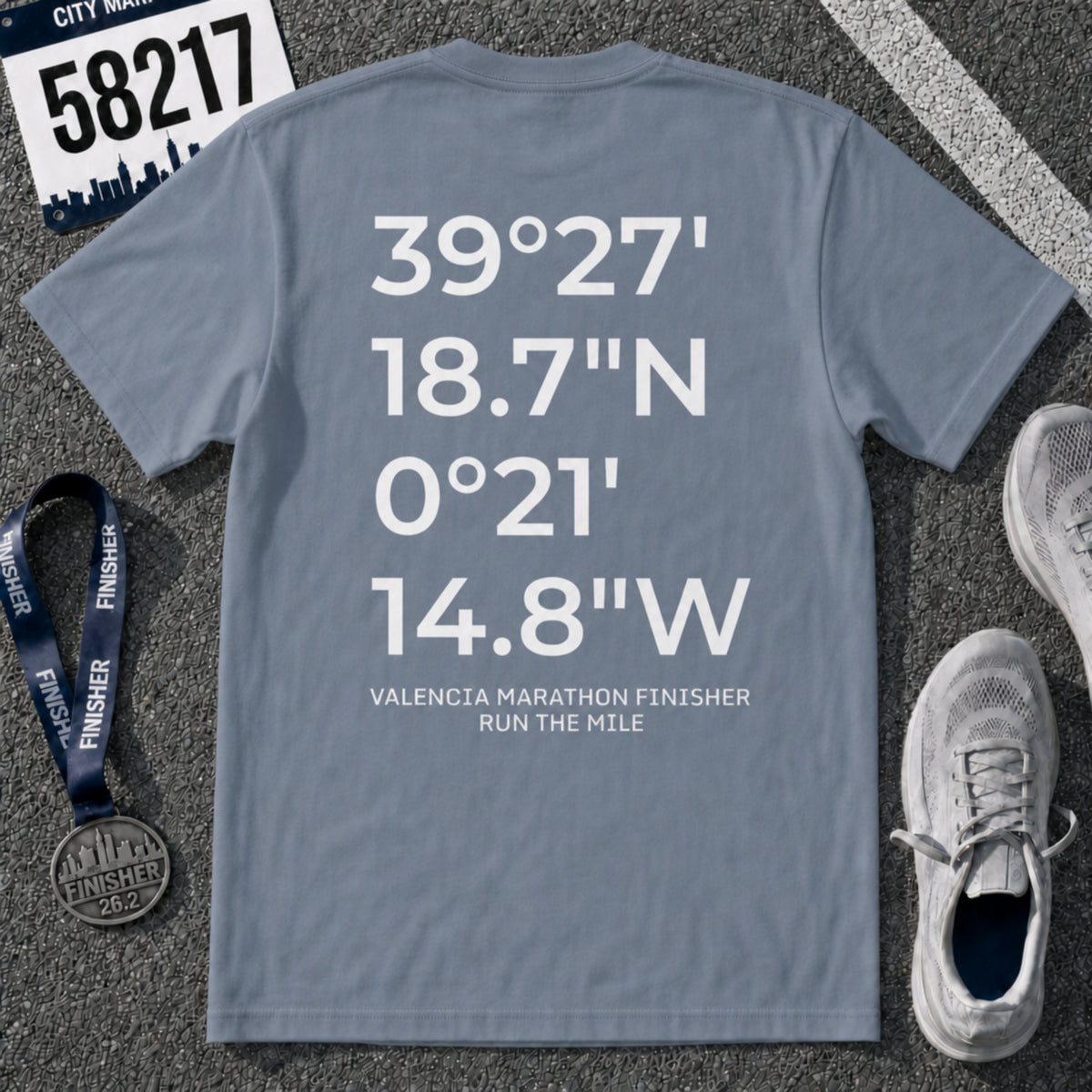 Valencia Marathon Finish Line Coordinates T-Shirt